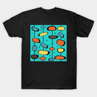 Mid Century Modern Teal Pattern Starburst T-Shirt